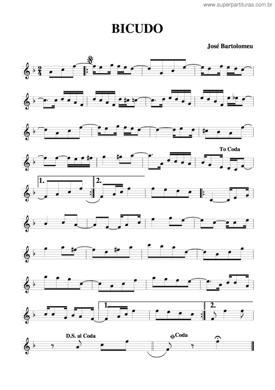 Partitura da música Bicudo v.2