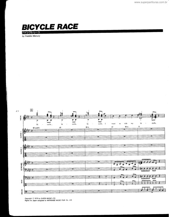 Partitura da música Bicycle Race