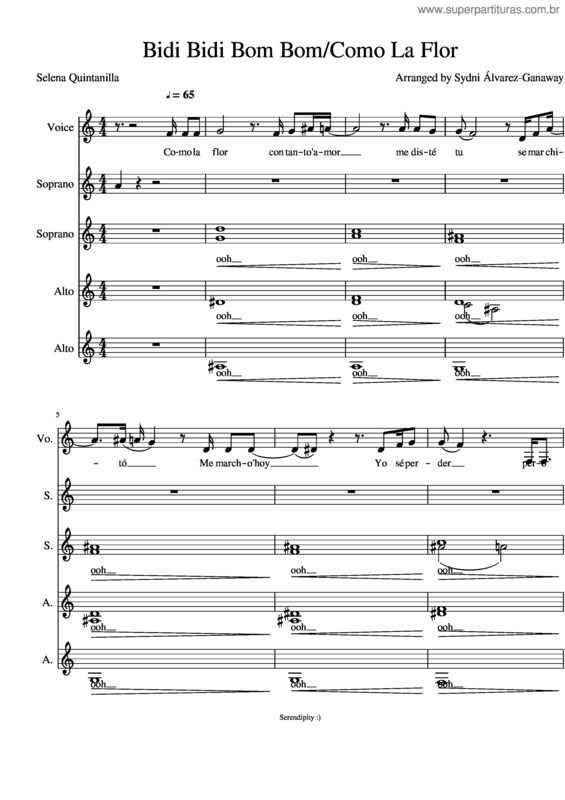 Partitura da música Bidi Bidi Bom Bomcomo La Flor