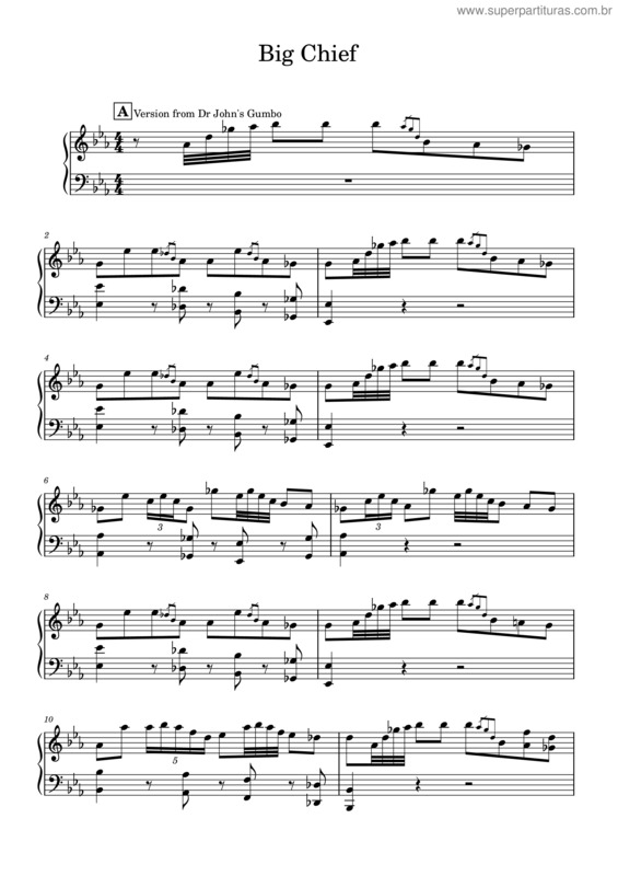 Partitura da música Big Chief