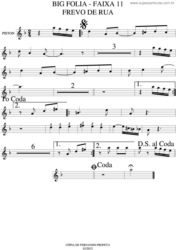 Partitura da música Big Folia