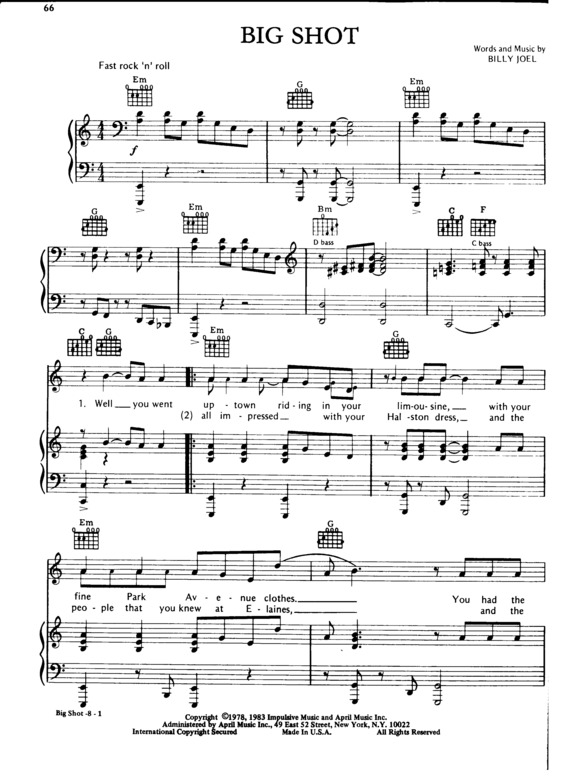 Partitura da música Big Shot