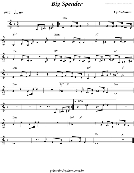 Partitura da música Big Spender