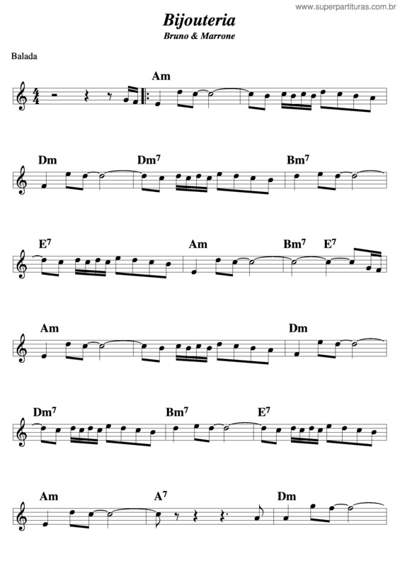 Partitura da música Bijouteria