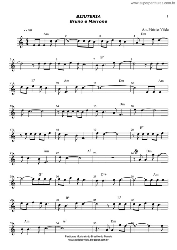 Partitura da música Bijuteria