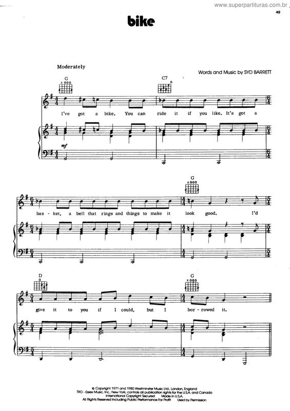 Partitura da música Bike