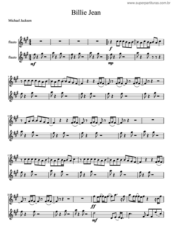 Partitura da música Billie Jean v.3