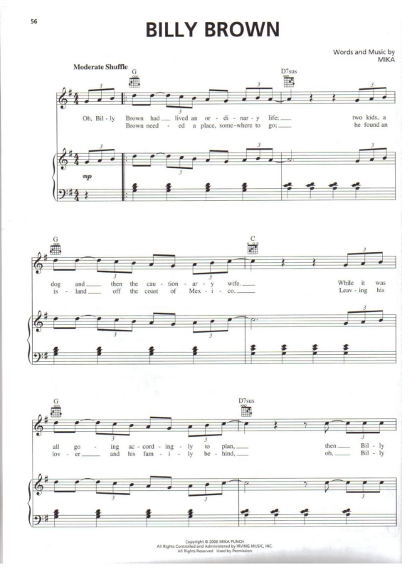 Partitura da música Billy Brown