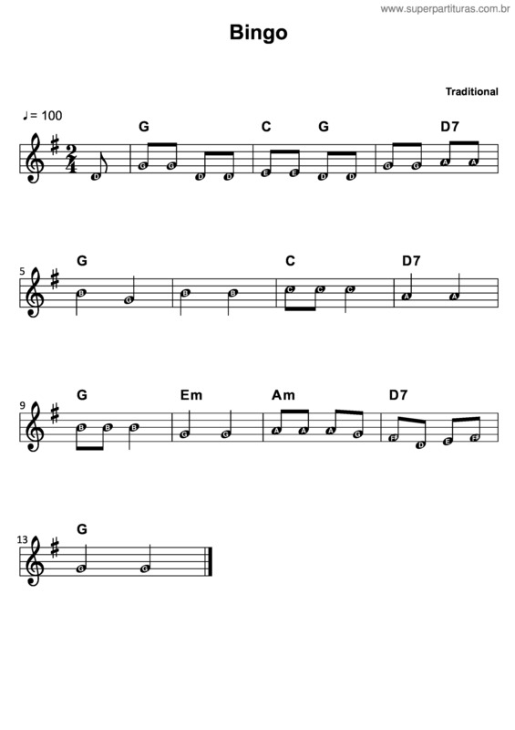 Partitura da música Bingo v.12