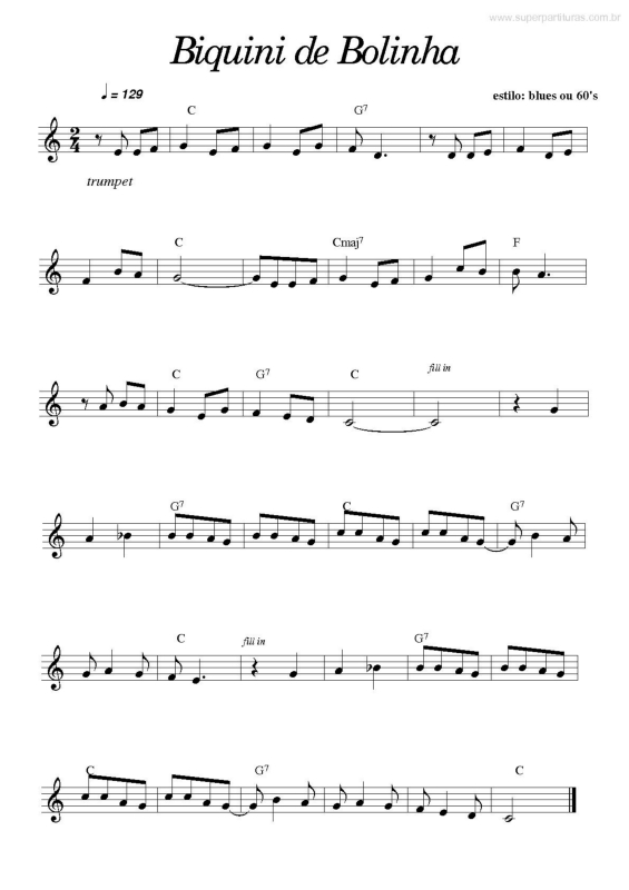 Partitura da música Biquini de Bolinha