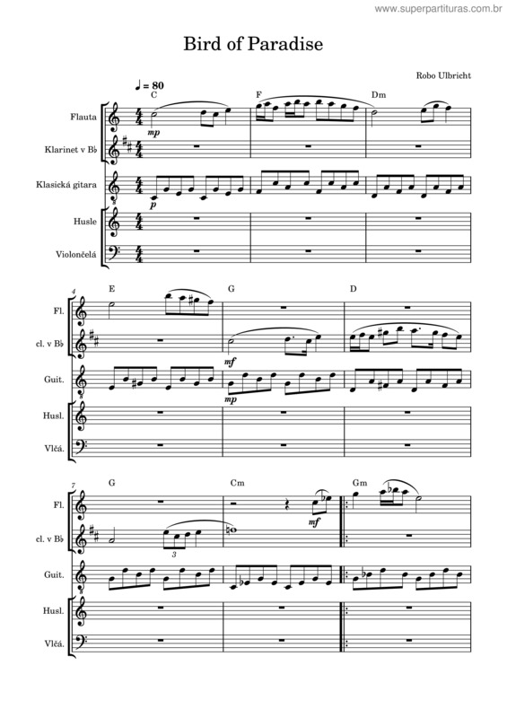 Partitura da música Bird Of Paradise – Robo Ulbricht