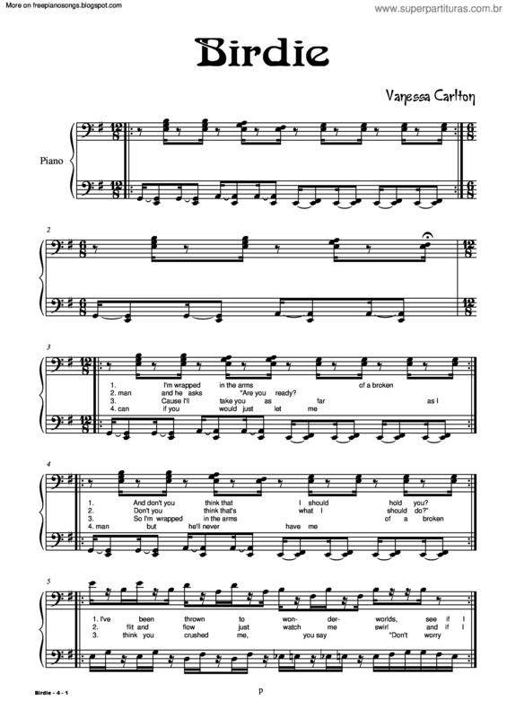 Partitura da música Birdie