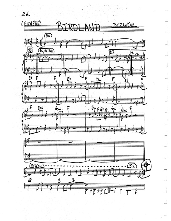Partitura da música Birdland v.5