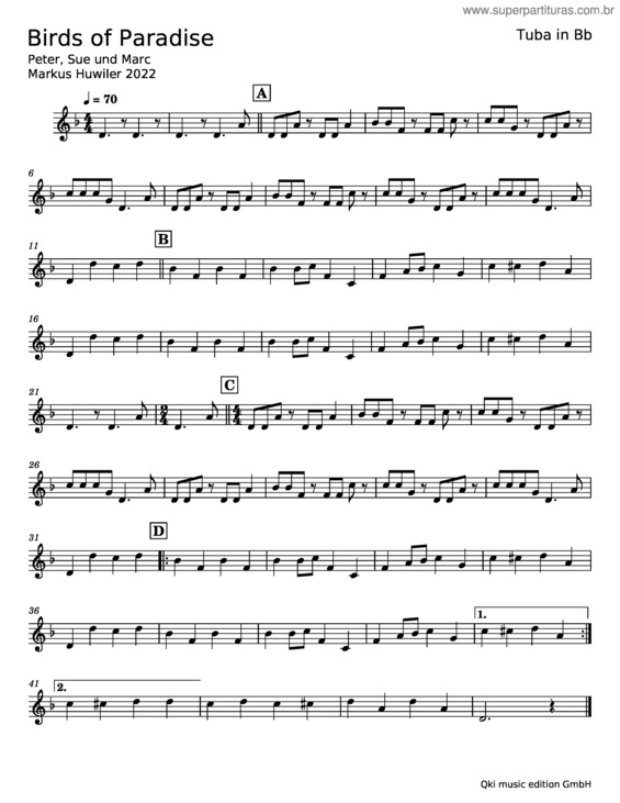 Partitura da música Birds Of Paradise – Peter, Sue & Marc v.4