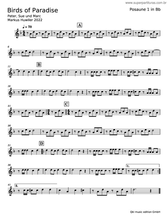 Partitura da música Birds Of Paradise – Peter, Sue & Marc v.5