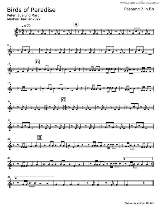 Partitura da música Birds Of Paradise – Peter, Sue & Marc v.6