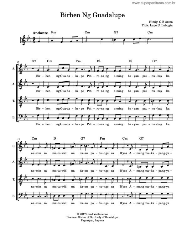 Partitura da música Birhen Ng Guadalupe