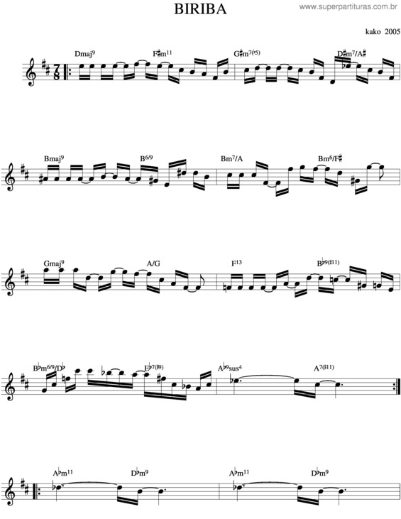 Partitura da música Biriba