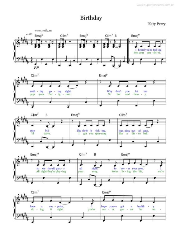 Partitura da música Birthday v.3