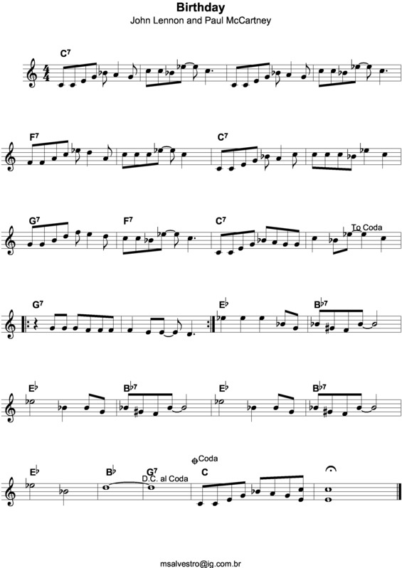 Partitura da música Birthday v.5