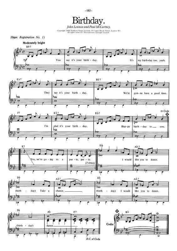 Partitura da música Birthday v.6