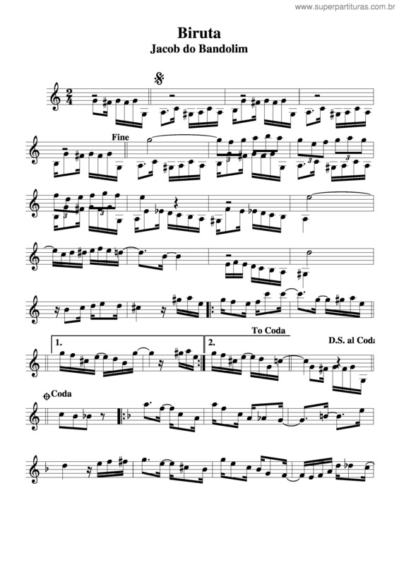 Partitura da música Biruta