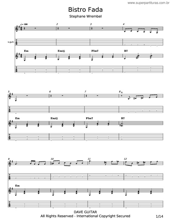 Partitura da música Bistro Fada – Stephane Wrembel v.2