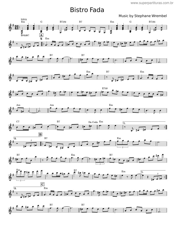 Partitura da música Bistro Fada – Stephane Wrembel v.3