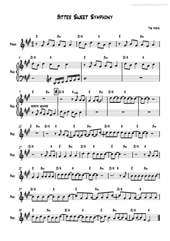 Partitura da música Bitter Sweet Symphony v.2