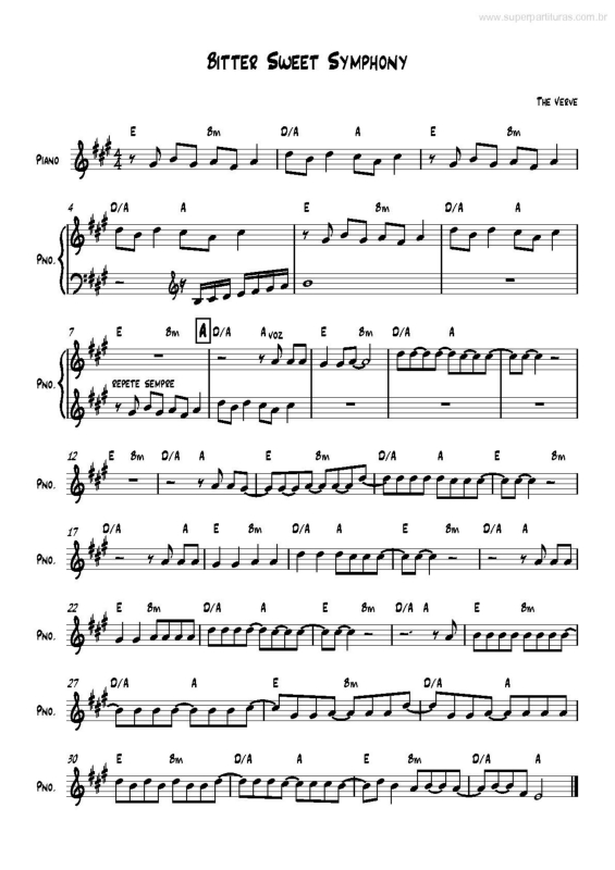 Partitura da música Bitter Sweet Symphony v.2