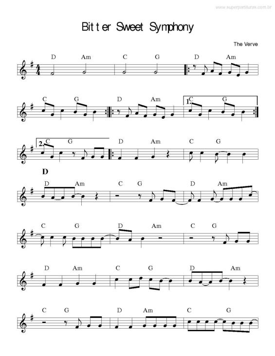 Partitura da música Bitter Sweet Symphony v.4