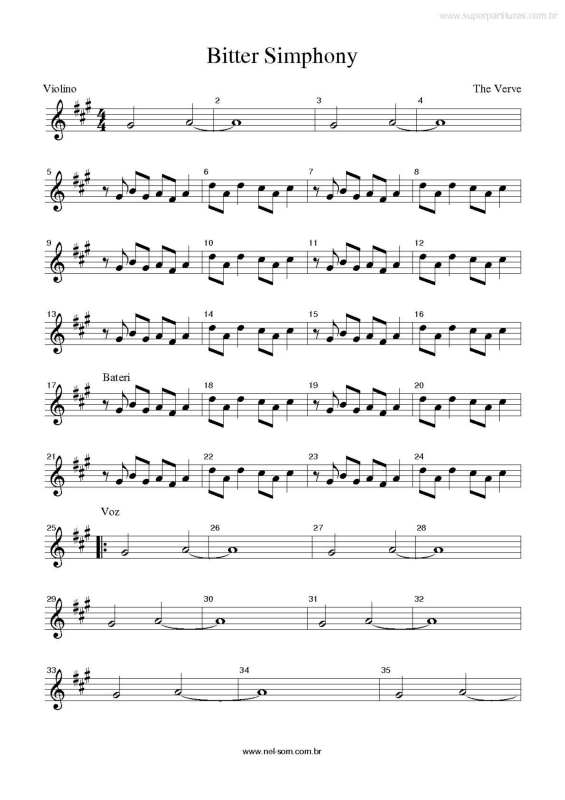 Partitura da música Bittersweet Symphony