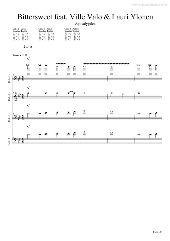 Partitura da música Bittersweet