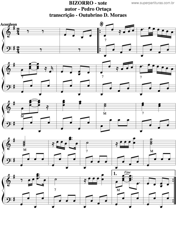 Partitura da música Bizorro v.2