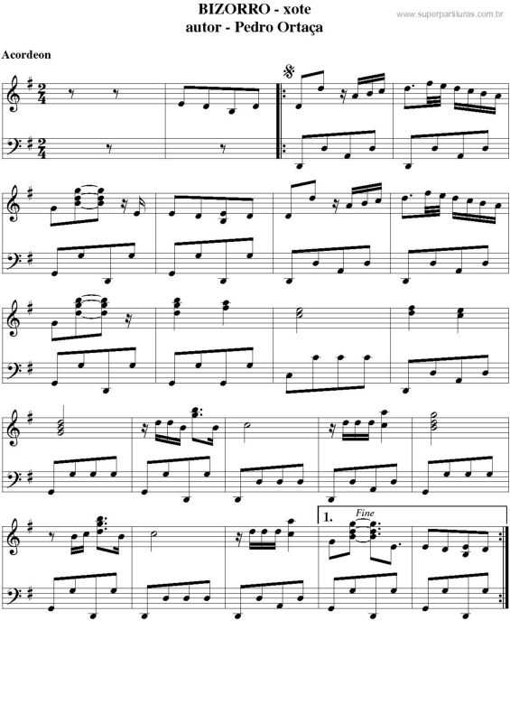 Partitura da música Bizorro