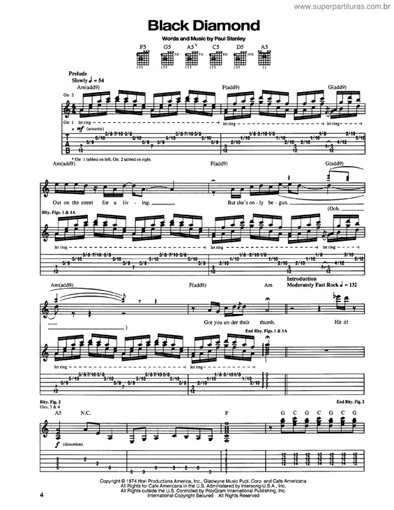 Partitura da música Black diamond