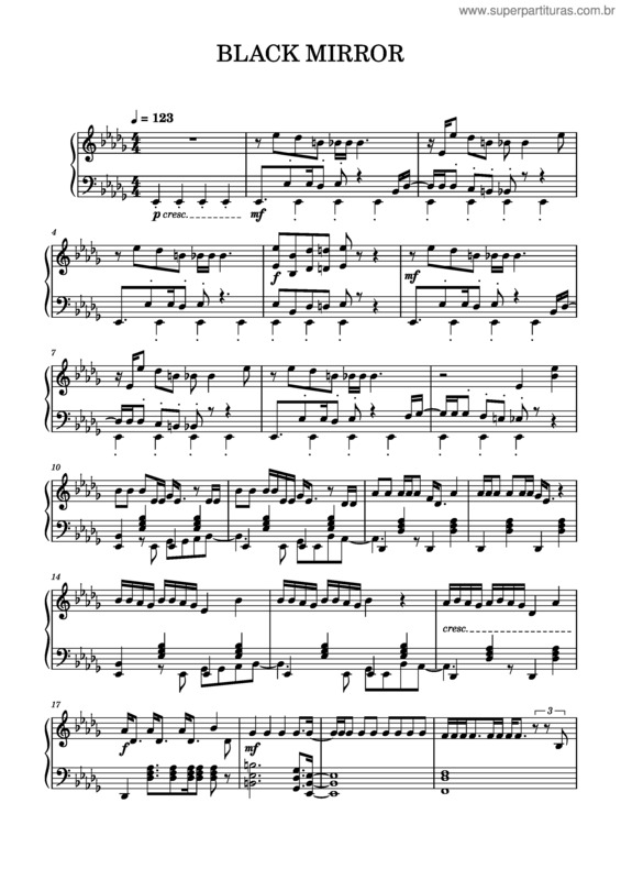 Partitura da música Black Mirror – Oneus