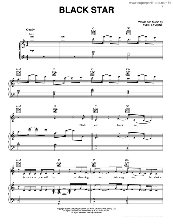 Partitura da música Black Star v.2