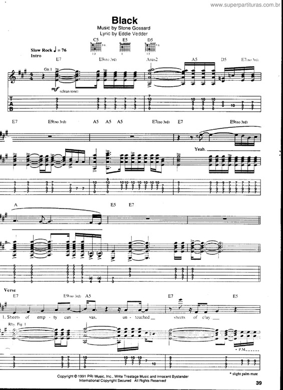 Partitura da música Black V.3