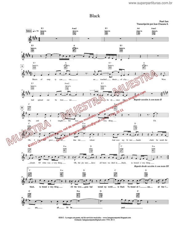 Partitura da música Black V.4