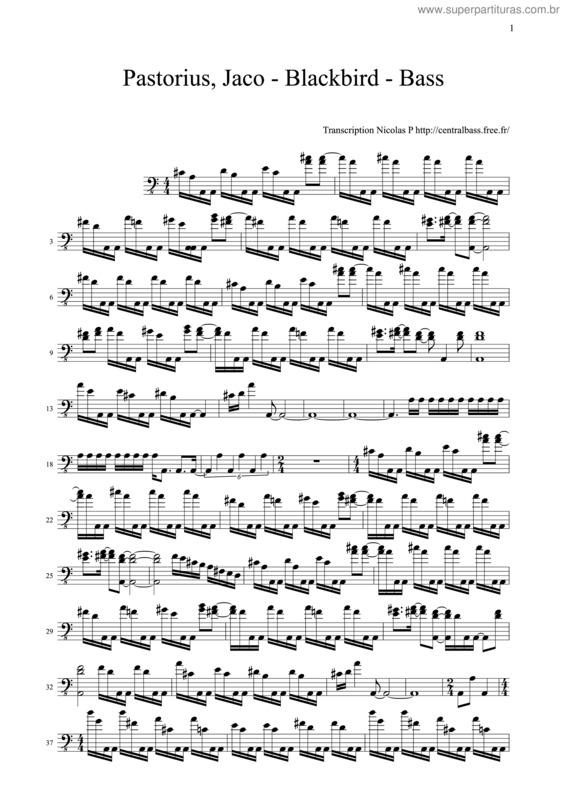 Partitura da música Blackbird v.8