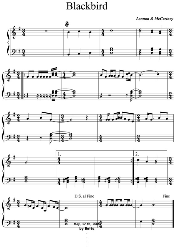 Partitura da música Blackbird v.9