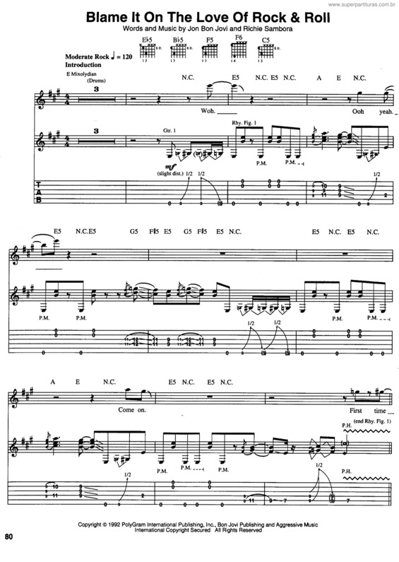 Partitura da música Blame It On The Love Of Rock & Roll