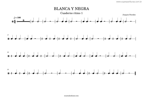 Partitura da música Blanca Y Negra.Mscz