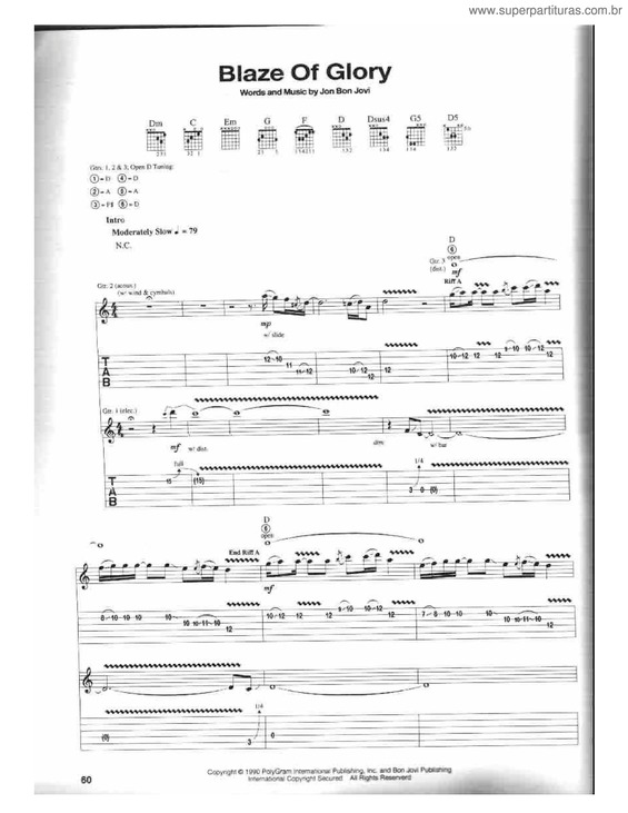 Partitura da música Blaze Of Glory