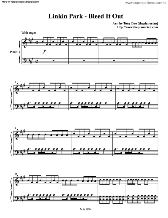 Partitura da música Bleed It Out