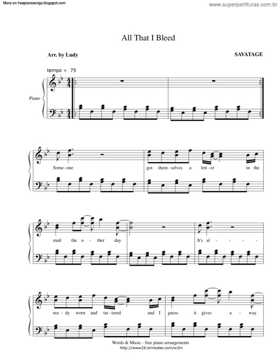 Partitura da música Bleed v.2