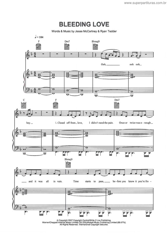 Partitura da música Bleeding Love