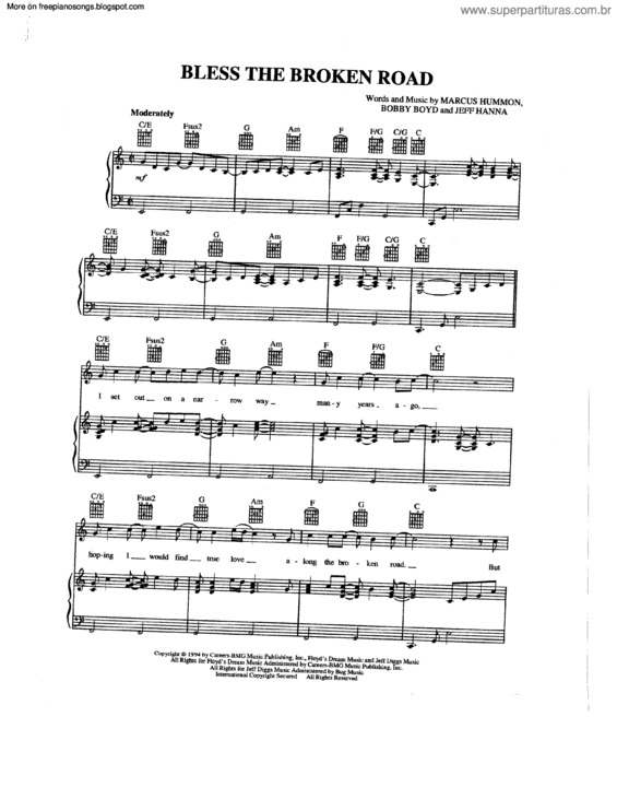 Partitura da música Bless The Broken Road
