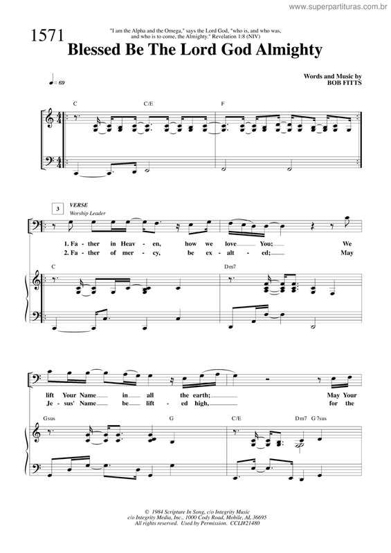 Partitura da música Blessed be The Lord God Almighty